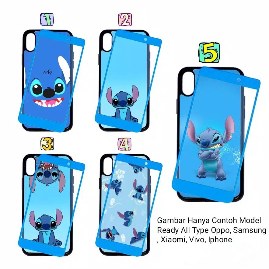 HARDCASE GAMBAR STICH PLUS TEMPERED GLASS ALL TYPE OPPO