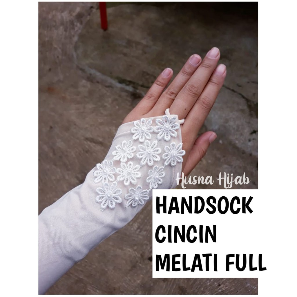 [BRAND HUSNA HIJAB] Handsock Ring Melati Full / Handsock Bunga