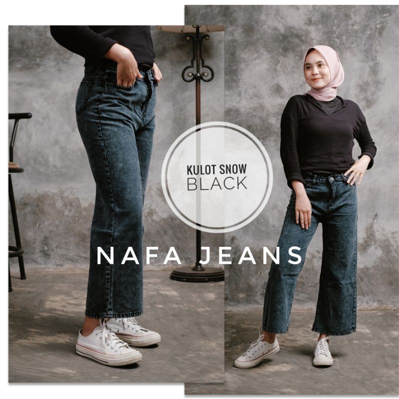 FREE BELT Highwaist Kulot Jeans Wanita / Kulot Jeans lipat / Kulot Jins / Kulot snow Murah