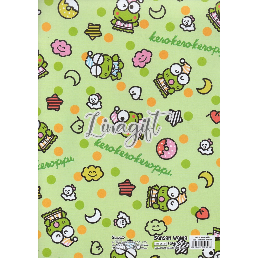 ( 5 Lembar ) SANRIO SANWA - KERTAS KADO KERO KEROPPI / MY MELODY / KUROMI / HELLOKITTY / CINAMOROL - GIFT WRAPPING PAPER SANSAN WAWA BDAY BIRTHDAY ULANG TAHUN