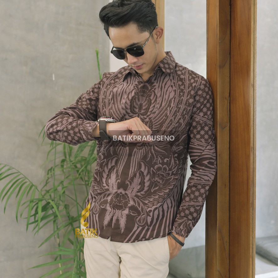 KANDASUARA Kemeja Batik Pria Lengan Panjang Slim Fit Modern Prabuseno Original Bahan Katun Premium F