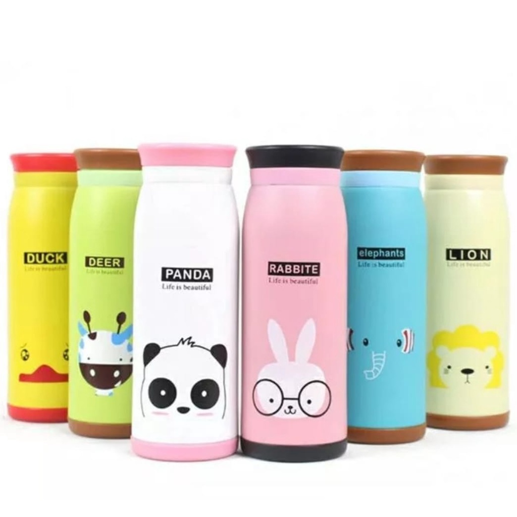 Termos 500ML Karakter Unik Cute Animal Stainless Steel-Thermos Thumbler Kartun Animal Stainless Steel 500ML-Tumbler Botol Minum Kuat Tahan Lama Bermotif Hewan Untuk Air Panas Dingin