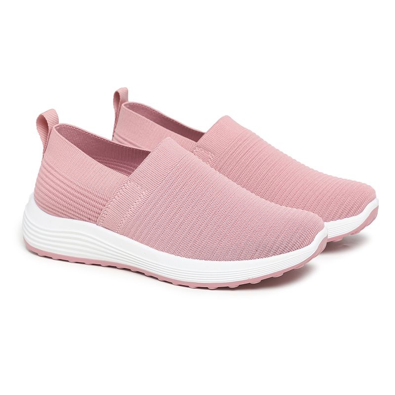 [GROSIR][COD] SEVEN_DAY SEPATU RAJUT SLIP ON WANITA OLAHRAGA TANPA TALI SPORT SHOES PINK A-667