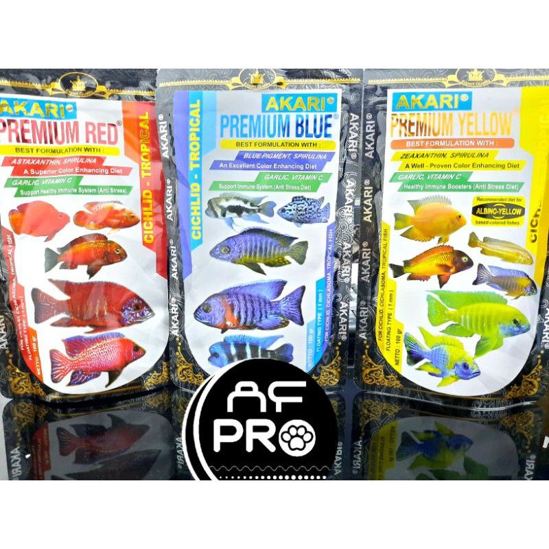 Makanan ikan AKARI AA PREMIUM RED BLUE YELLOW CICHLID 100GR