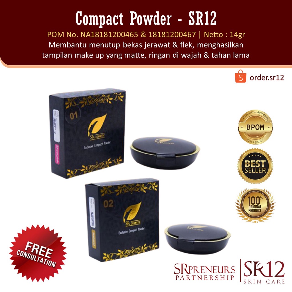 SR12 EXCLUSIVE COMPACT POWDER / BEDAK PADAT RASA TABUR+FOUNDATION +SPF 25 SR12SKINCARE
