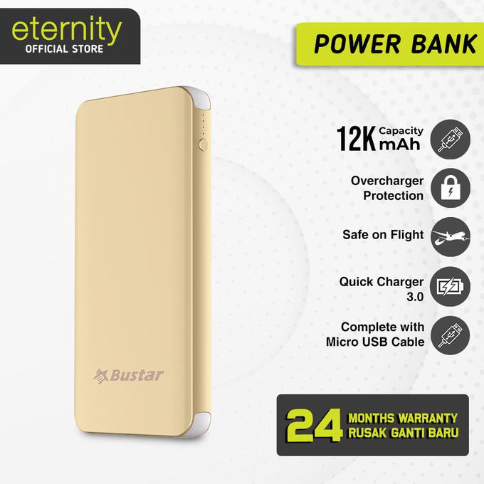 ETERNITY - BUSTAR / POWERBANK 12000 MAH MURAH / QUICK CHARGE - KUNING