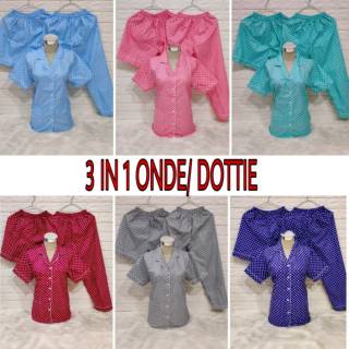 DTREE baju  tidur  piyama dewasa cp 3 in 1 onde dottie 