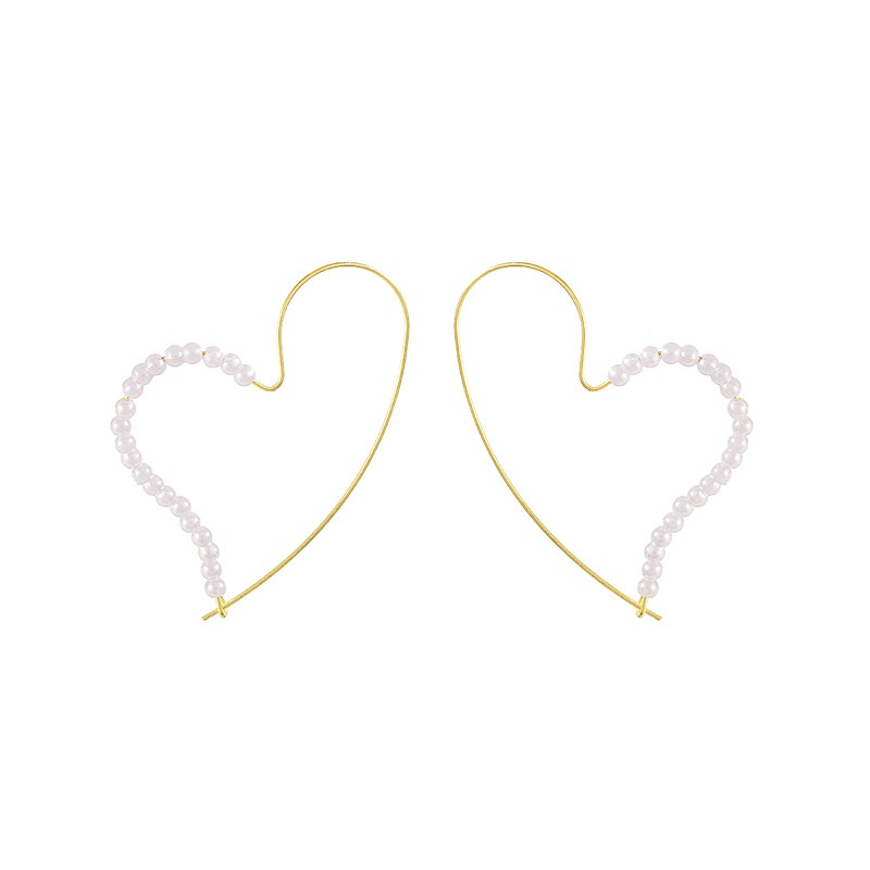Korea 2021 baru koleksi sterling silver jarum berbentuk hati mutiara anting-anting selebriti Interne