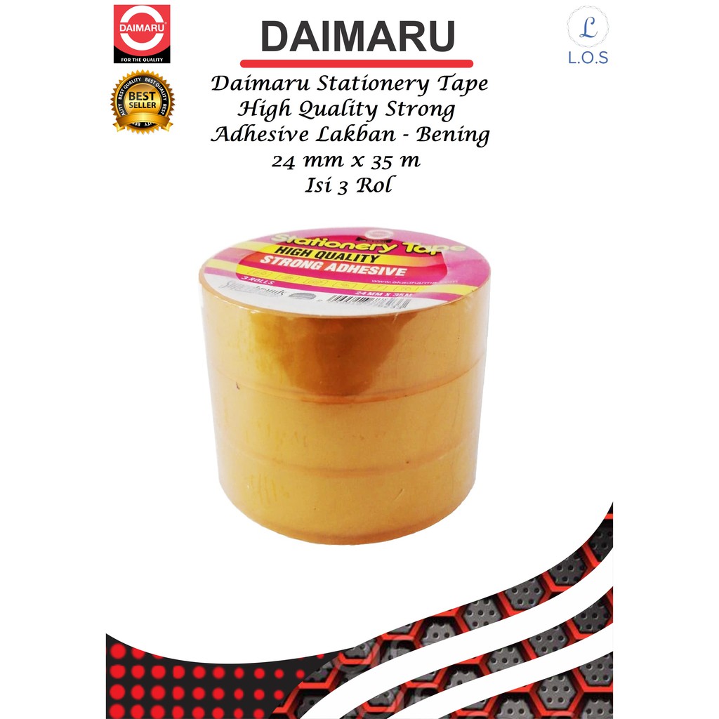 

3 Rol - Daimaru Stationery Tape High Quality Strong Adhesive Lakban - Bening 24 mm x 35 m