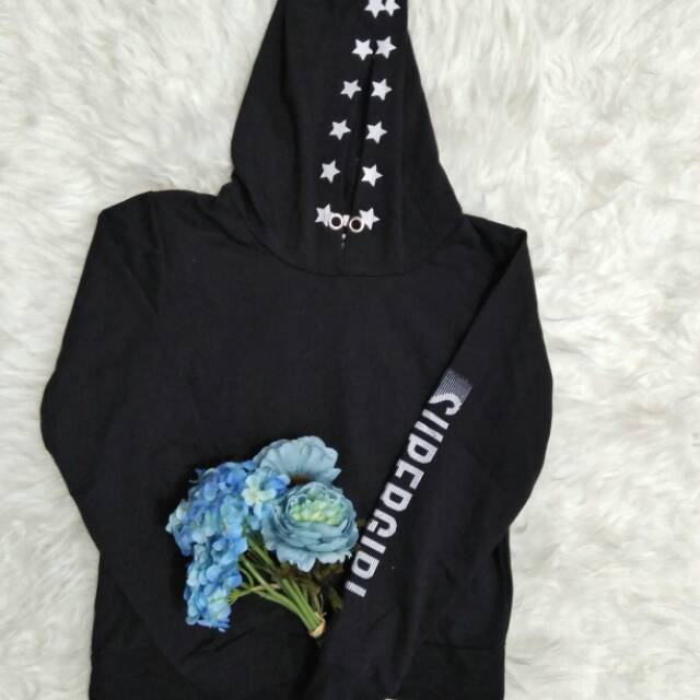 Kaos anak hoodie nevada hitam 9-10 thn