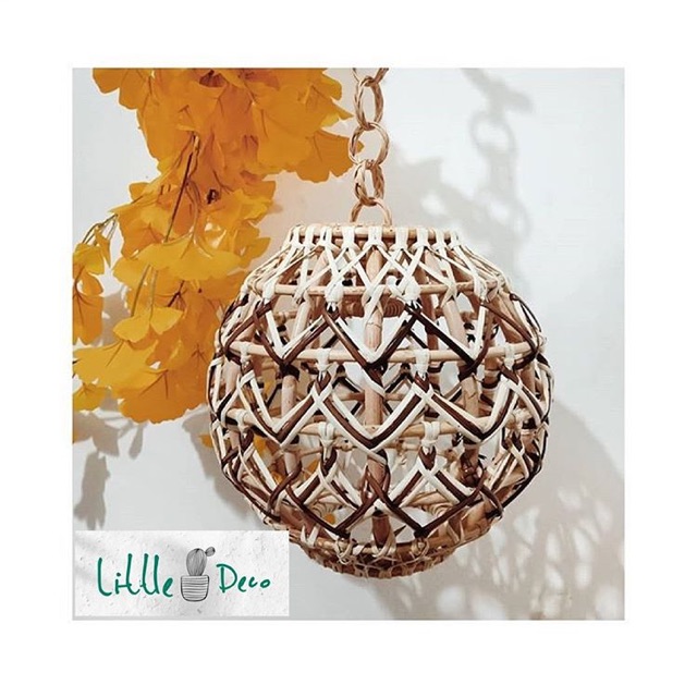 Cup Lampu Rotan Gantung Model C