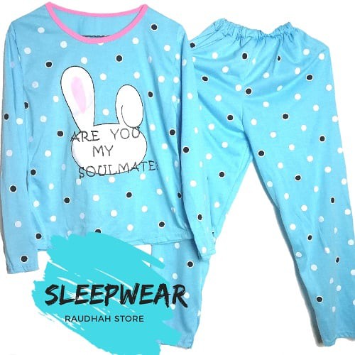 SET PIYAMA ANAK REMAJA MURAH RABBIT - BAJU TIDUR PEREMPUAN SETELAN