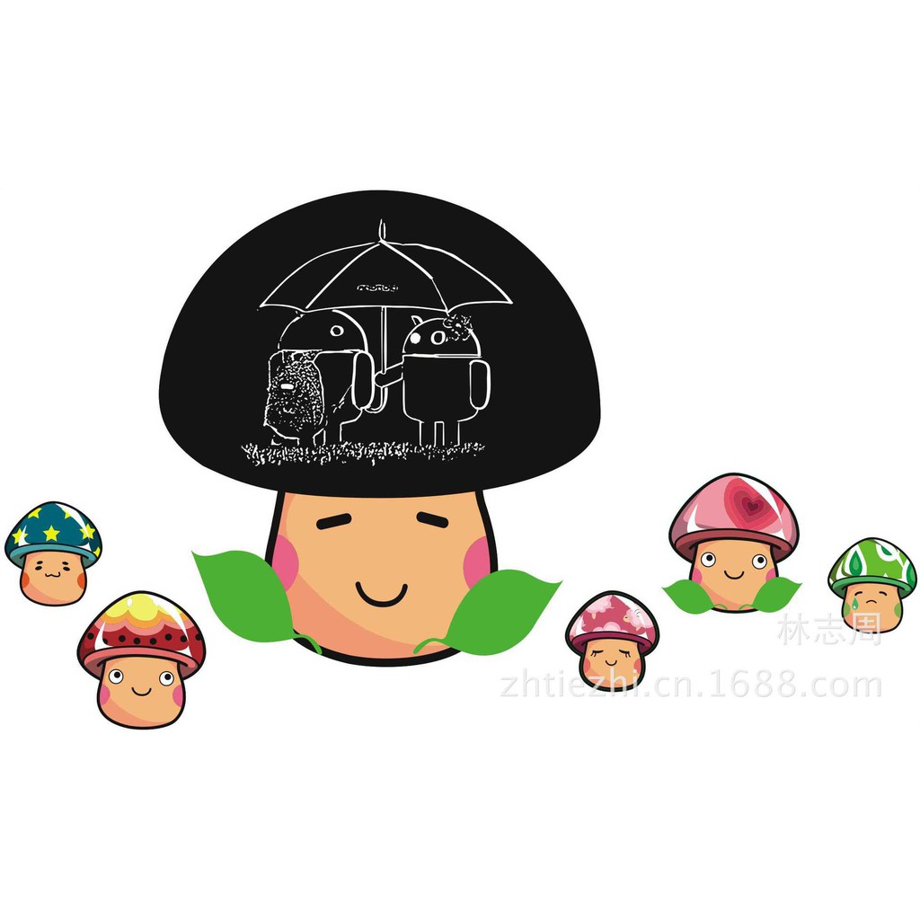 Ay629 Stiker Dinding Desain Kartun Jamur Kecil Untuk Dekorasi