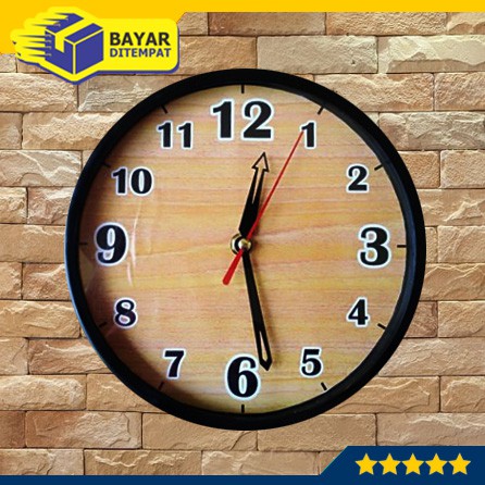 Jam Tempel Dinding Wall Clock Murah Motif KAYU WOOD (MW2015)