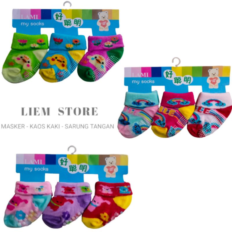 Kaos Kaki Bayi 3 in 1 Anti Slip / Kaos Kaki Baby 3 in 1antislip / Kaos Kaki Baby Newborn