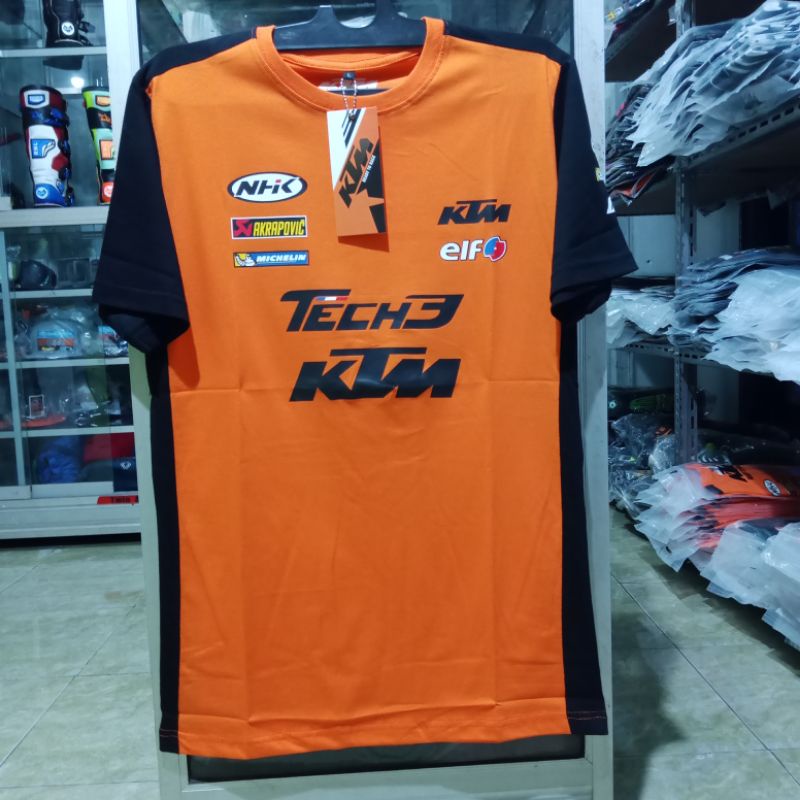 KAOS TRAIL BAJU MOTOR CROSS T-SHIRT KTM TECH3 RACING ORANGE HITAM