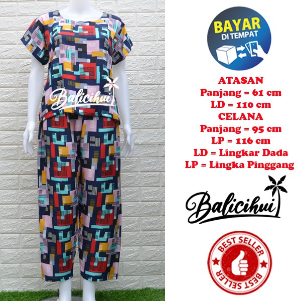 Balicihui Setelan Panjang Bali Piyama Tidur Bali FIT to XL Baju Tidur Baju Santai Rumahan