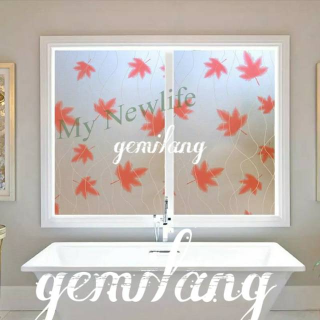 Stiker kaca motif sticker kaca motif bunga pink air