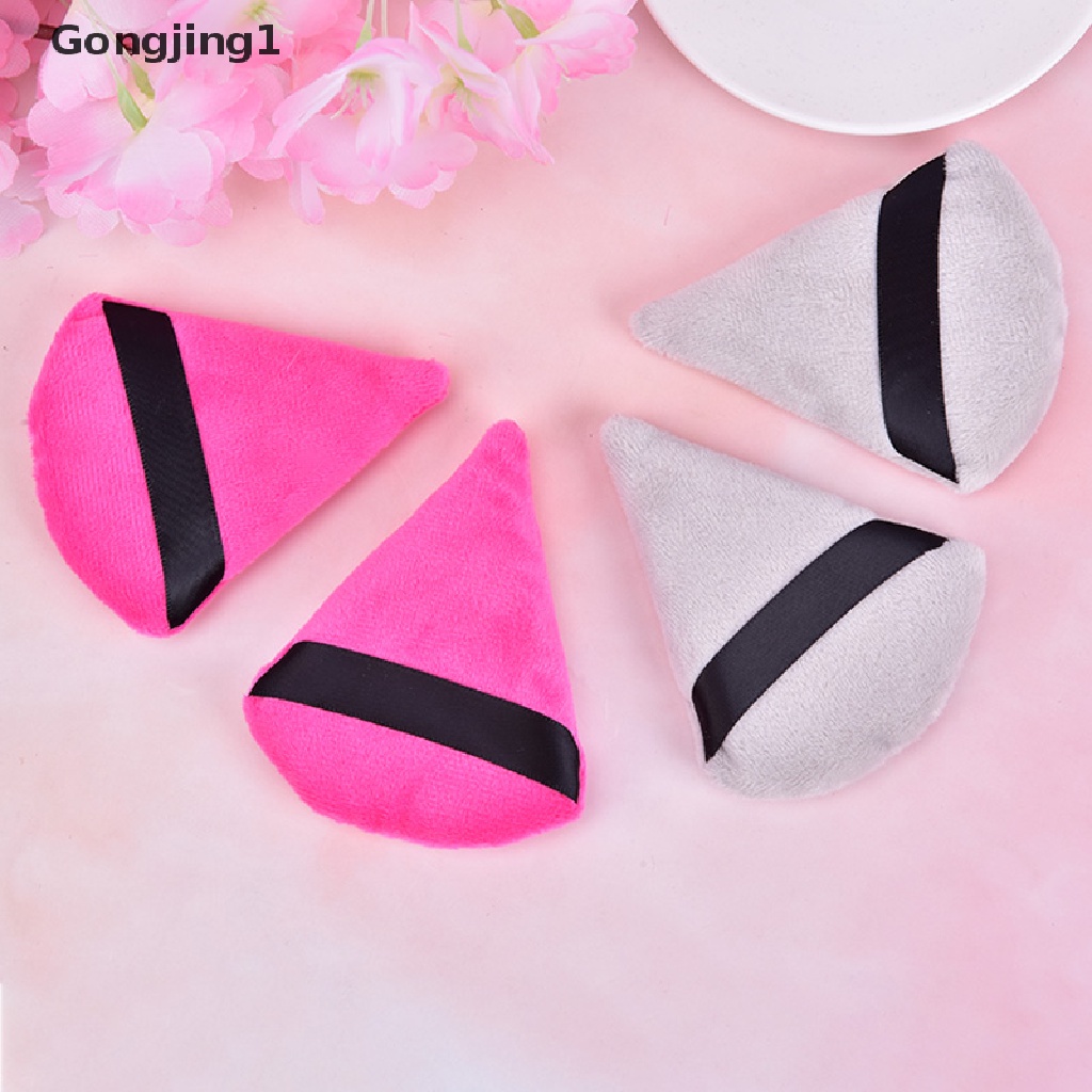 Gongjing1 2pcs Spons Puff Velvet Bentuk Segitiga Untuk Makeup Foundation