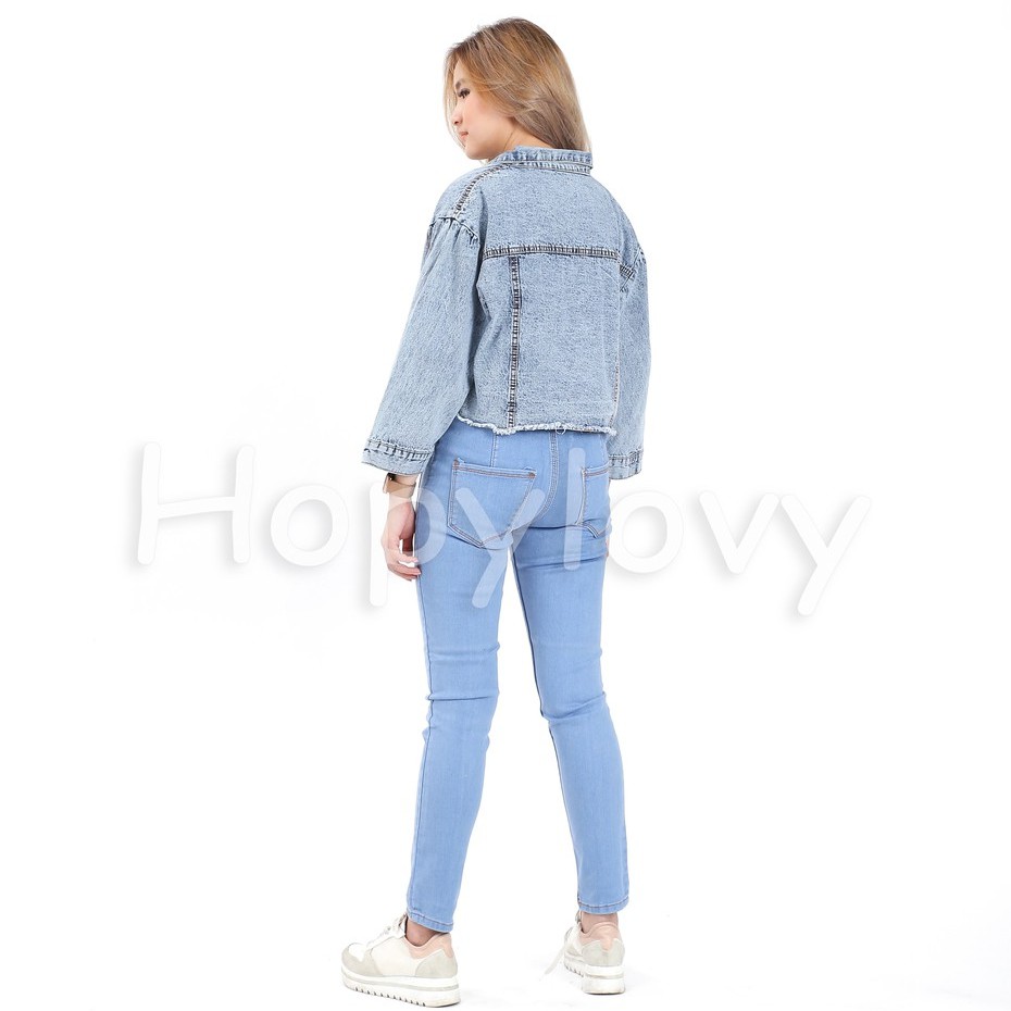 HOPYLOVY - Model Jaket Jeans Wanita Terbaru Crop Snow Acid Dilana Premium 1932