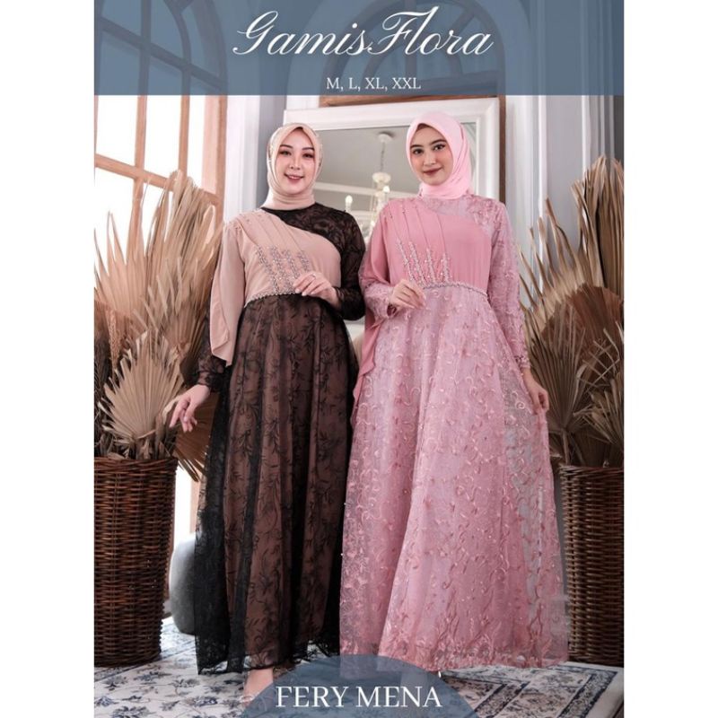 Realpict gamis lebaran terbaruu//gamis pesta terlaris//gamis flora//gamiis tulle mewah