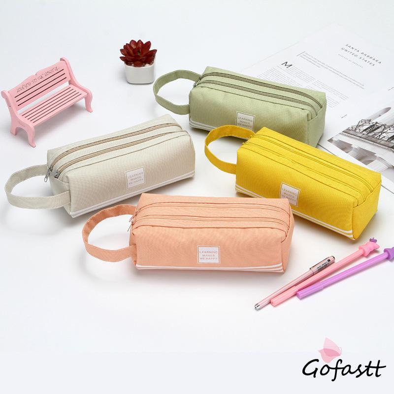 

Kreatif Double-layer Kapasitas Besar Tas Pena Portabel Tas Alat Tulis Ritsleting Kain Oxford Sederhana G