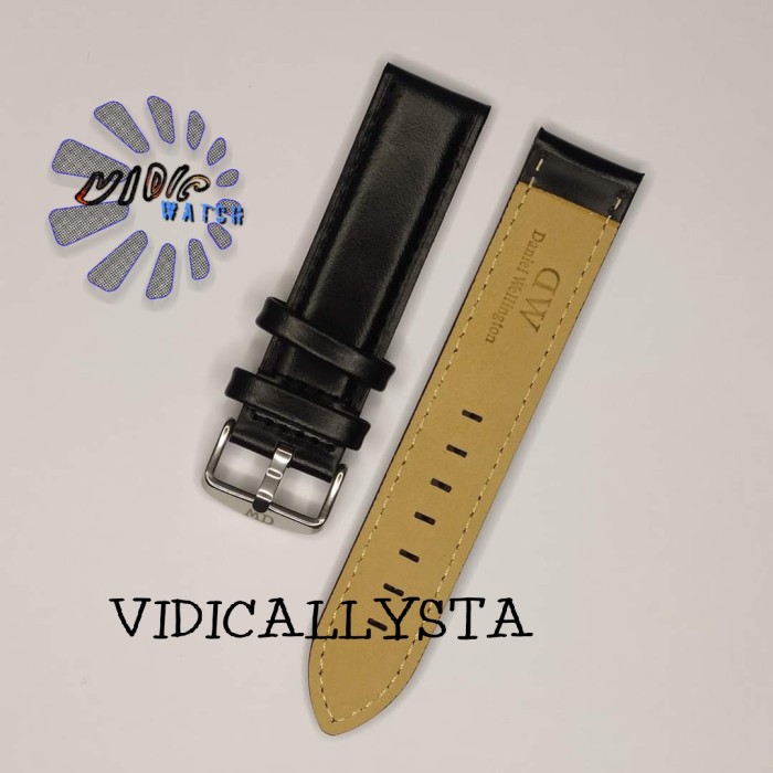 Strap 20mm Leather Classic Tali Kulit Polos Jam Tangan bagus 20 mm - Hitam