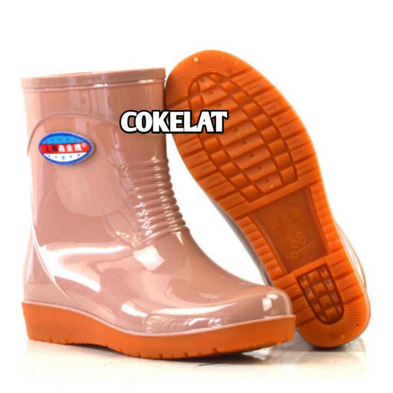 SEPATU  BOOT BOOTS WANITA KEBUN TAMAN ANTI AIR LENTUR IMPORT TINGGI 21 CM BIRU TUA KARET BUKAN AP0