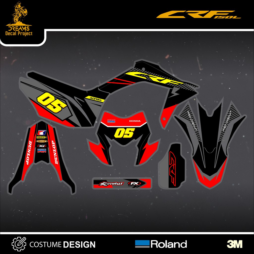 Decal CRF 150L Yellow Red