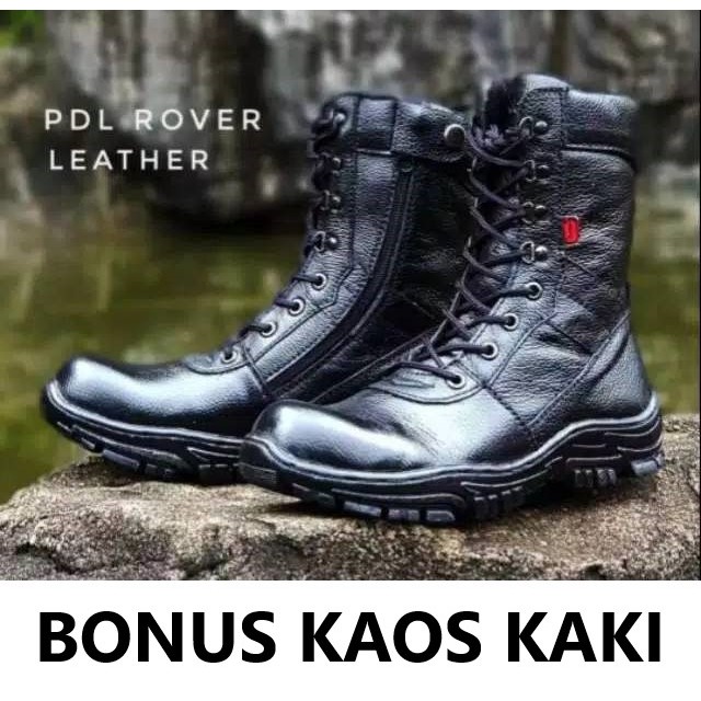 Sepatu PDL PDH TNI Polisi Provos Satpam Satpol PP Kickers Rover Safety Kulit Asli Bonus Kaos Kaki