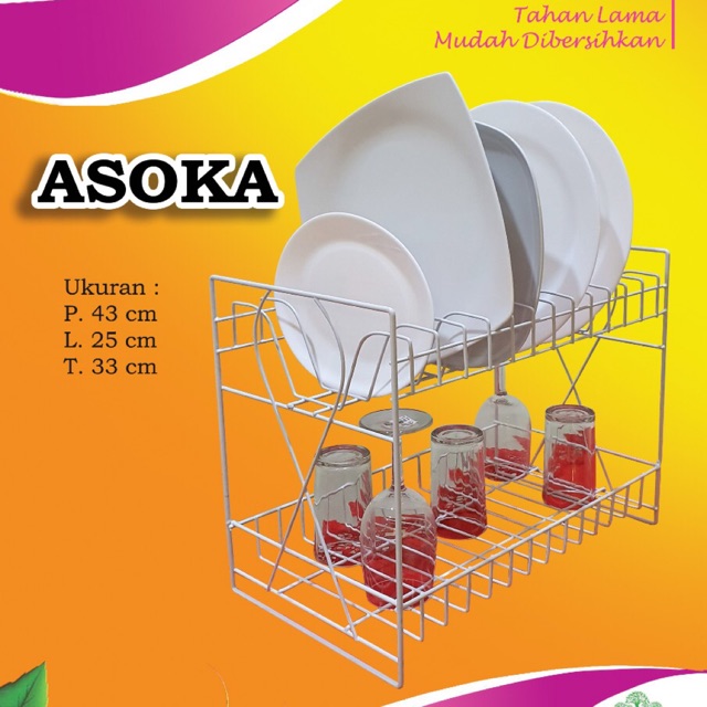 rak piring kawat besi tipe asoka (43x25x33cm)