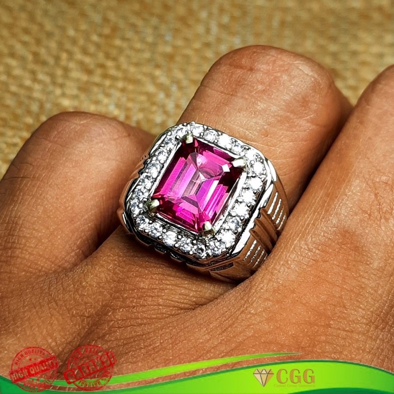 Cincin Batu Natural Pink Topaz Asli Original asli kualitas super