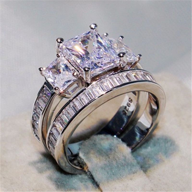 Perhiasan Berlian Keren Ring Set (Dua Sepotong Set)