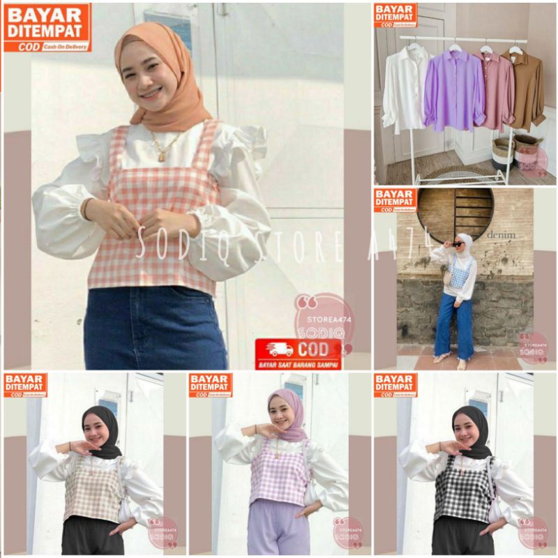 Tanktop Anjas / Tengtop Halal / Impor Murah / Gingham Tanktop / Tanktop hijab  /Tengtop Serena (tank