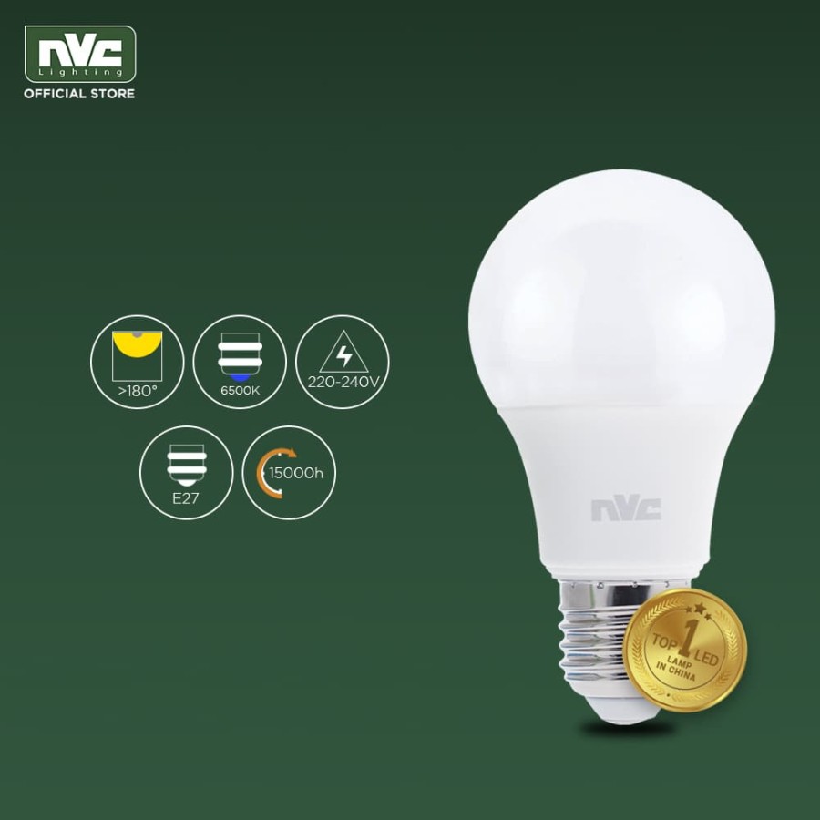 Lampu LED NVC-A60I-EE / Warna Putih 10 Watt / Bohlam Murah Hemat Listrik