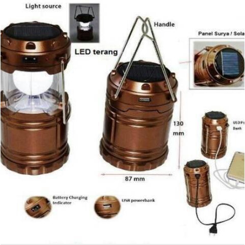 Lentera Kemping - Emergency Light - Powerbank - Solar Cell