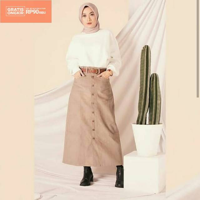 REALPICT ROK PENSIL ROK PANJANG ROK KATUN