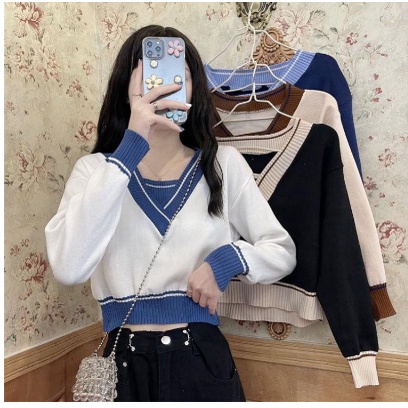 FX SHOP LUNA SWEATER CROP TOP KNIT RAJUT / JU CROP TOP / RAJUT STYLE KOREA