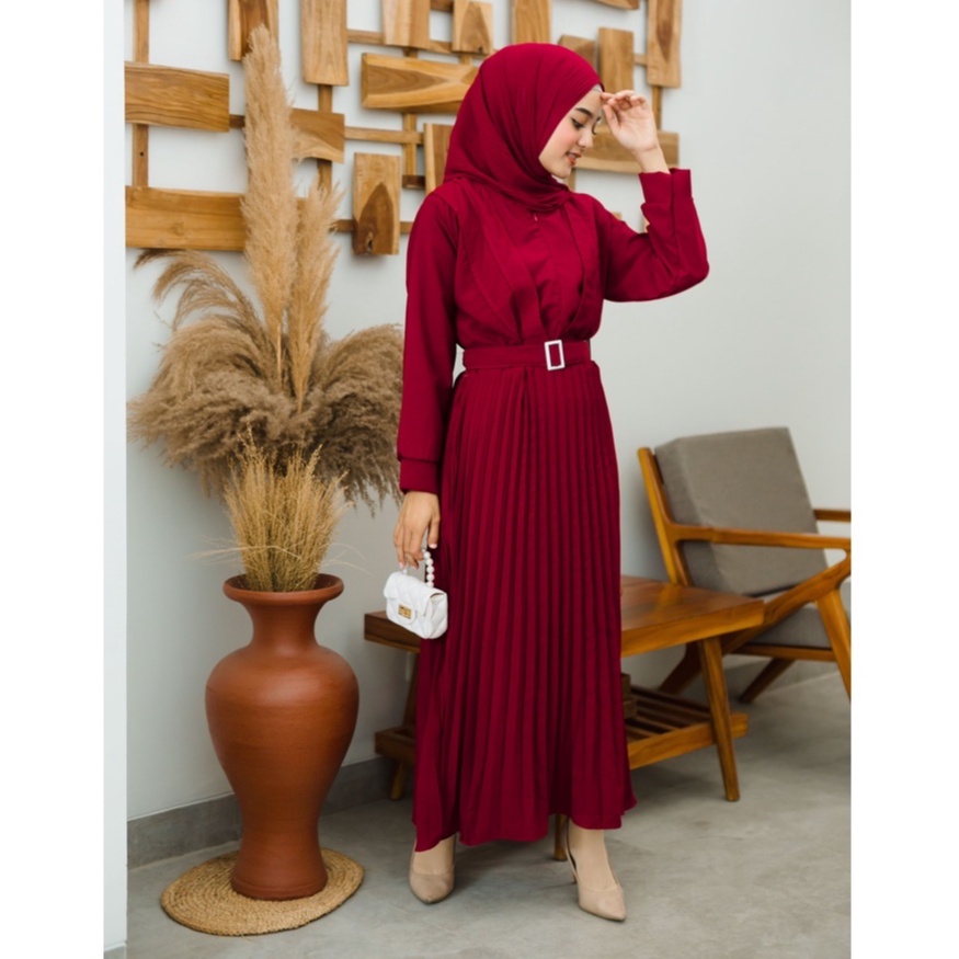 (MSB) GAMIS PLISKY BELT DAILY BUSUI DRESS WOLFIS