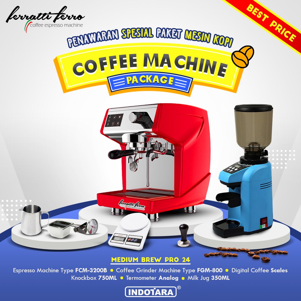 Paket mesin kopi Espresso Medium Brew Pro 22 - 23 - 24