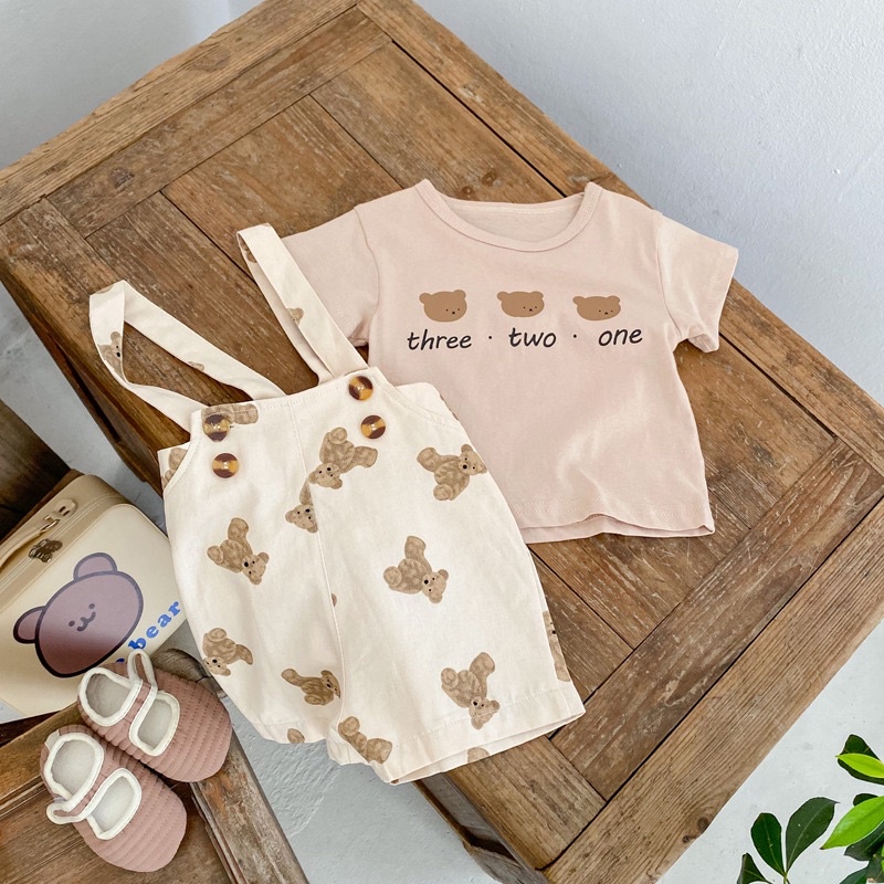 Three bear overall set anak laki laki