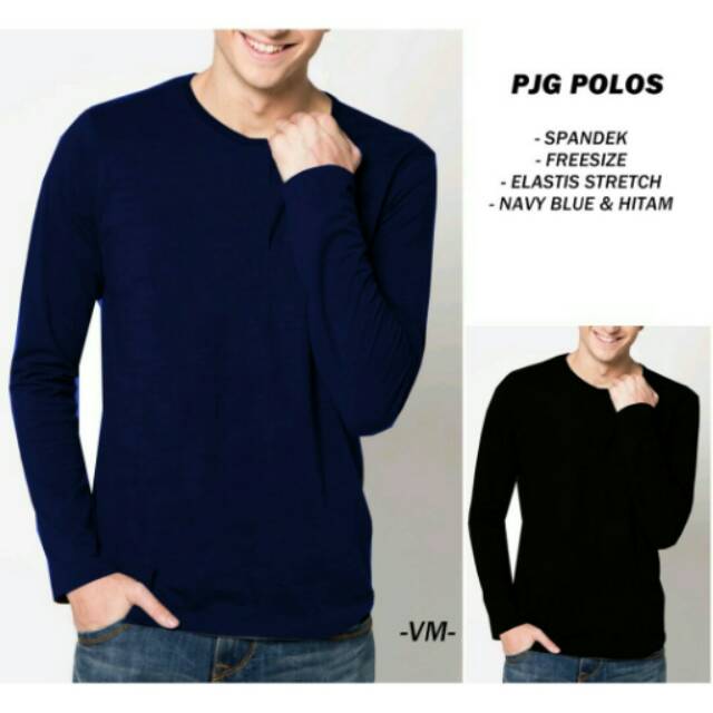 VM KAOS  POLOS  BASIC PANJANG SPANDEK STRETCH HITAM N NAVY 