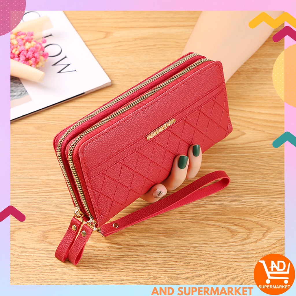 Dompet Panjang Wanita Zipper Dompet Wanita Import Dompet Wanita Panjang Fashion Kasual Murah Dompet Jalan Cewek D55