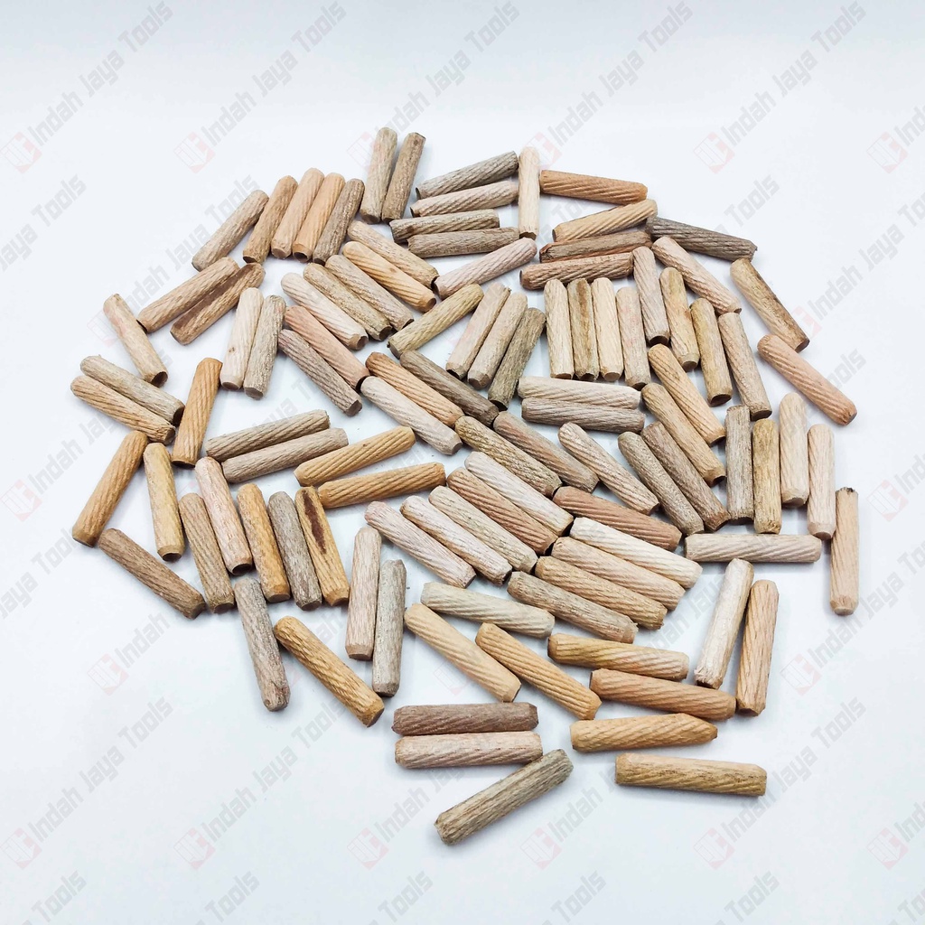 DOWEL Kayu Ulir 10 x 50 MM 100 Pcs Pen Sambungan Stik Kayu Bulat