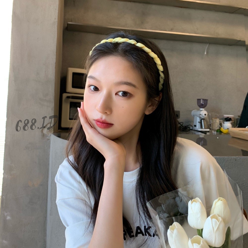 [688.id] Bando Wanita Korea Kerut Lilit Emas Model Spiral Tali Kepangan Bandana Scrunchie untuk Anak dan Dewasa BDO 12