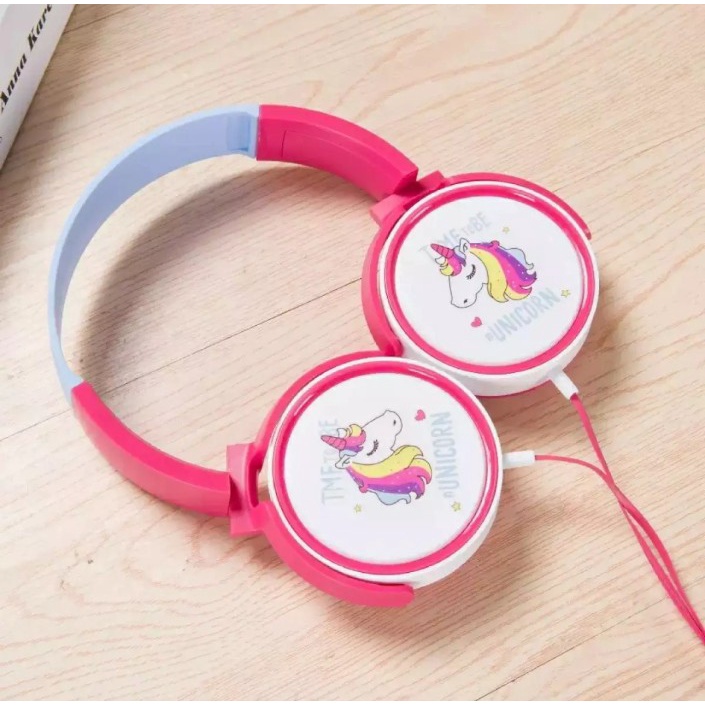 Headset Unicorn Bass Sound Plus Mic Headphone Kids Unicorn