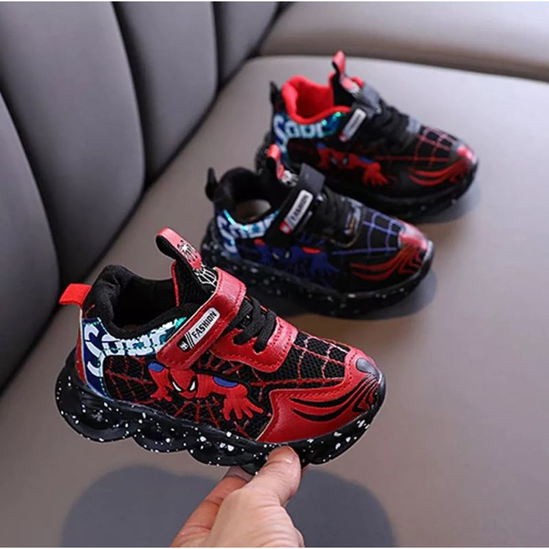 Sepatu Led Spiderman Anak Laki-Laki Usia 1-7 Tahun