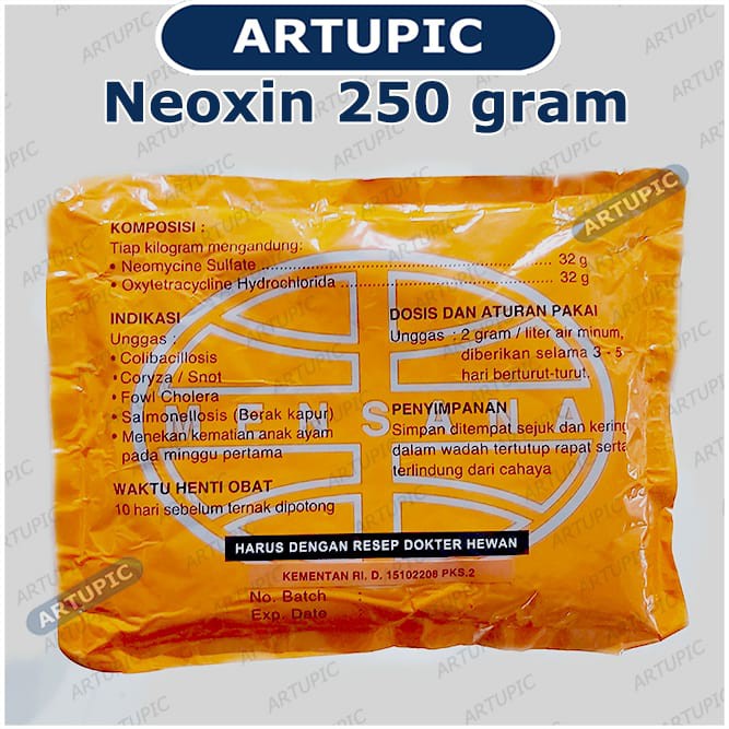 Neoxin 250 gram Obat Hewan Ternak Unggas Ayam OTC Kolera Coli Salmonela Antibakteri Pencernaan