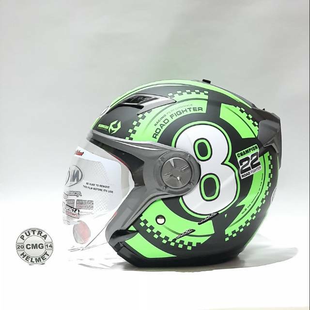 HELM NHK GLADIATOR 88 BLACK GREEN FLUO DOFF
