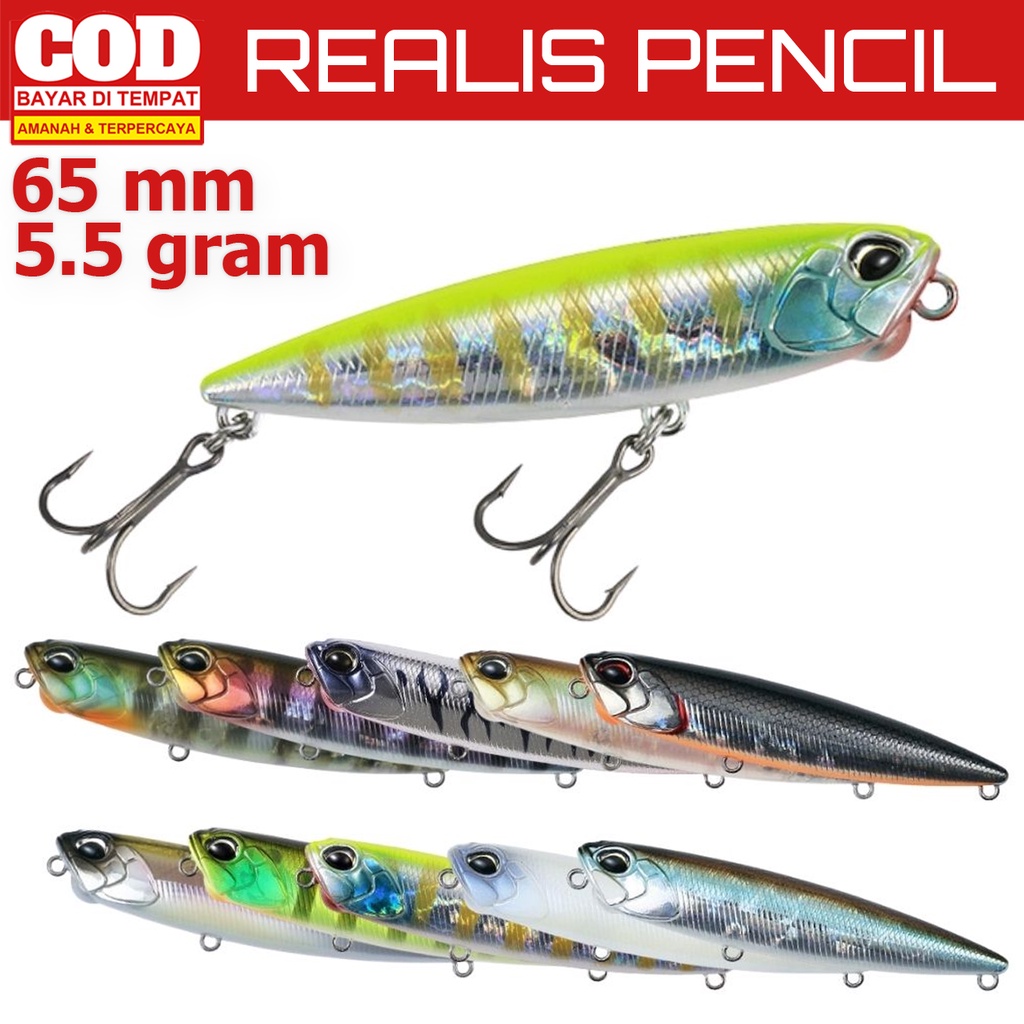 Umpan Pancing WTD Pensil Realis 65F Top Water Casting Untuk Memancing